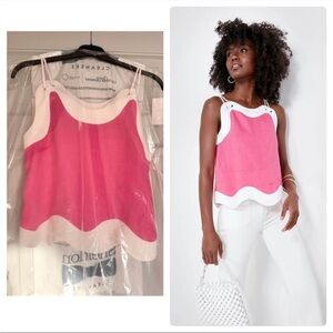 STAUD Pink and White Women's Top